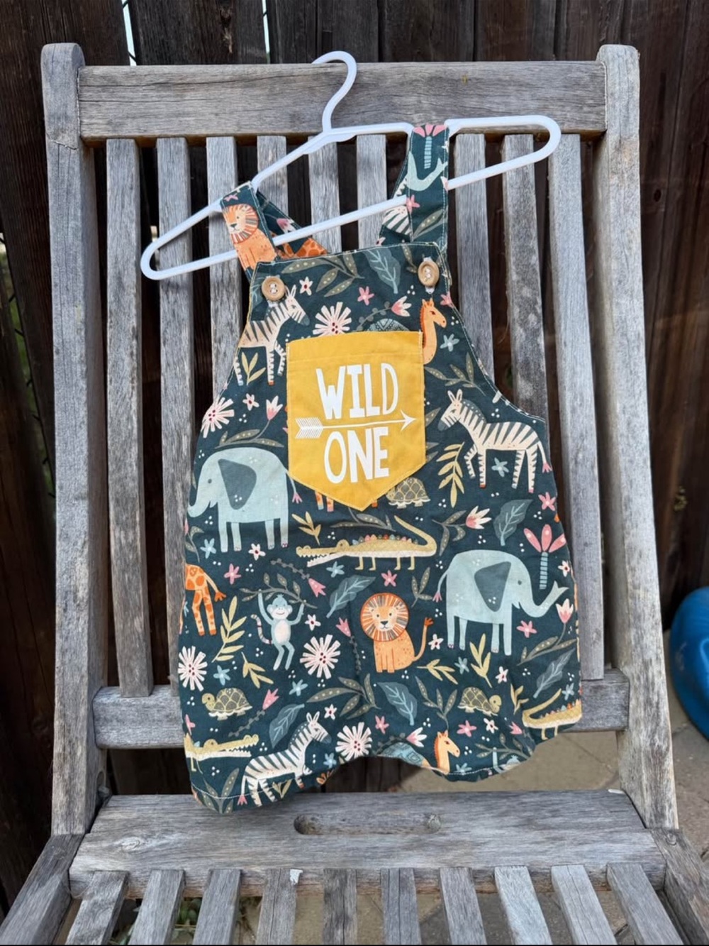 Wild One Safari Print Kids romper and forest friends hoodie